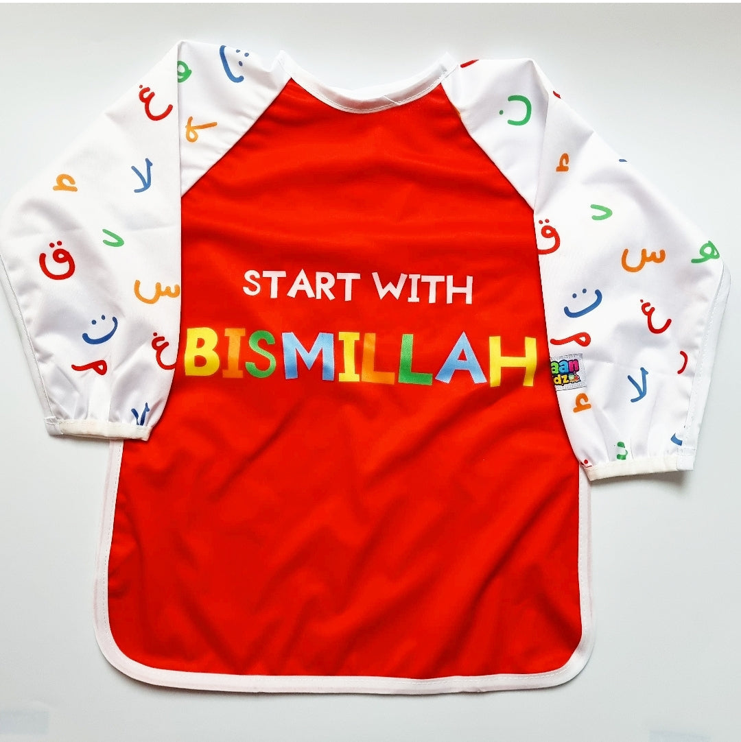 Arabic Alphabet (Start With Bismillah) Long Sleeve Bib