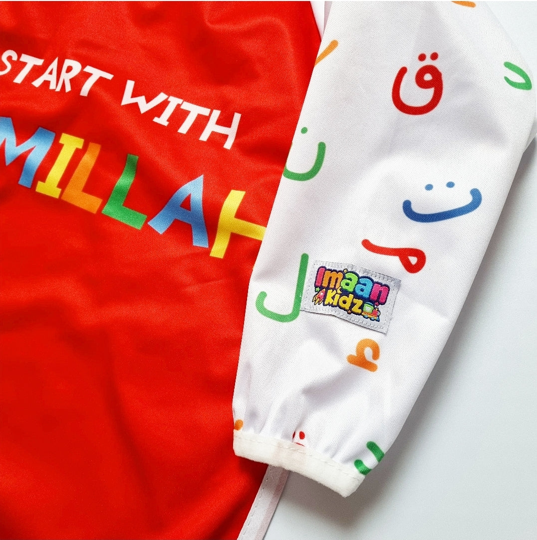 Arabic Alphabet (Start With Bismillah) Long Sleeve Bib