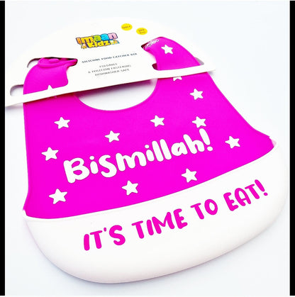 'Bismillah' It's Time To Eat Bib (Fuschia Pink)