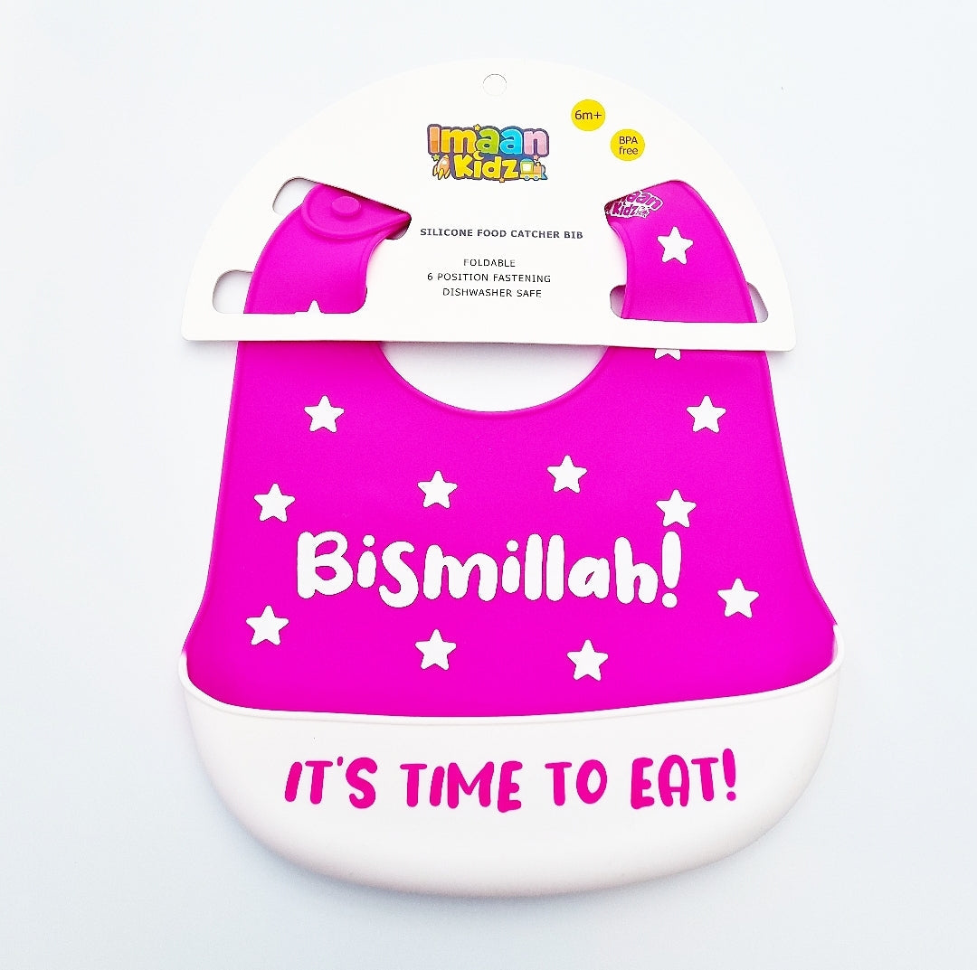 'Bismillah' It's Time To Eat Bib (Fuschia Pink)