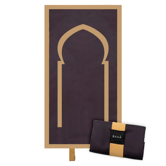 BAHĀ Portable Prayer Mat | Mihrab - Black and Gold