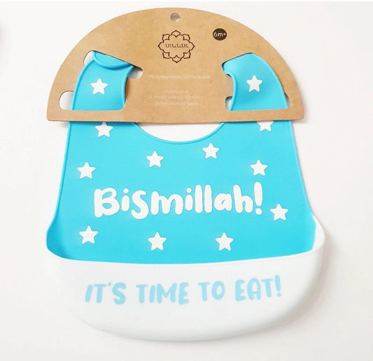 'Bismillah' It's Time To Eat Bib (Light Blue)