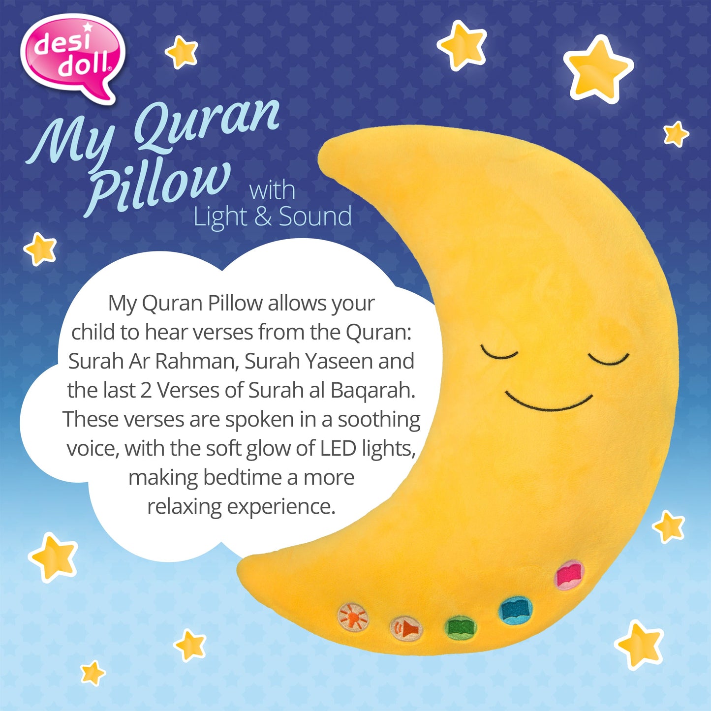 My Quran Moon Pillow - Yellow