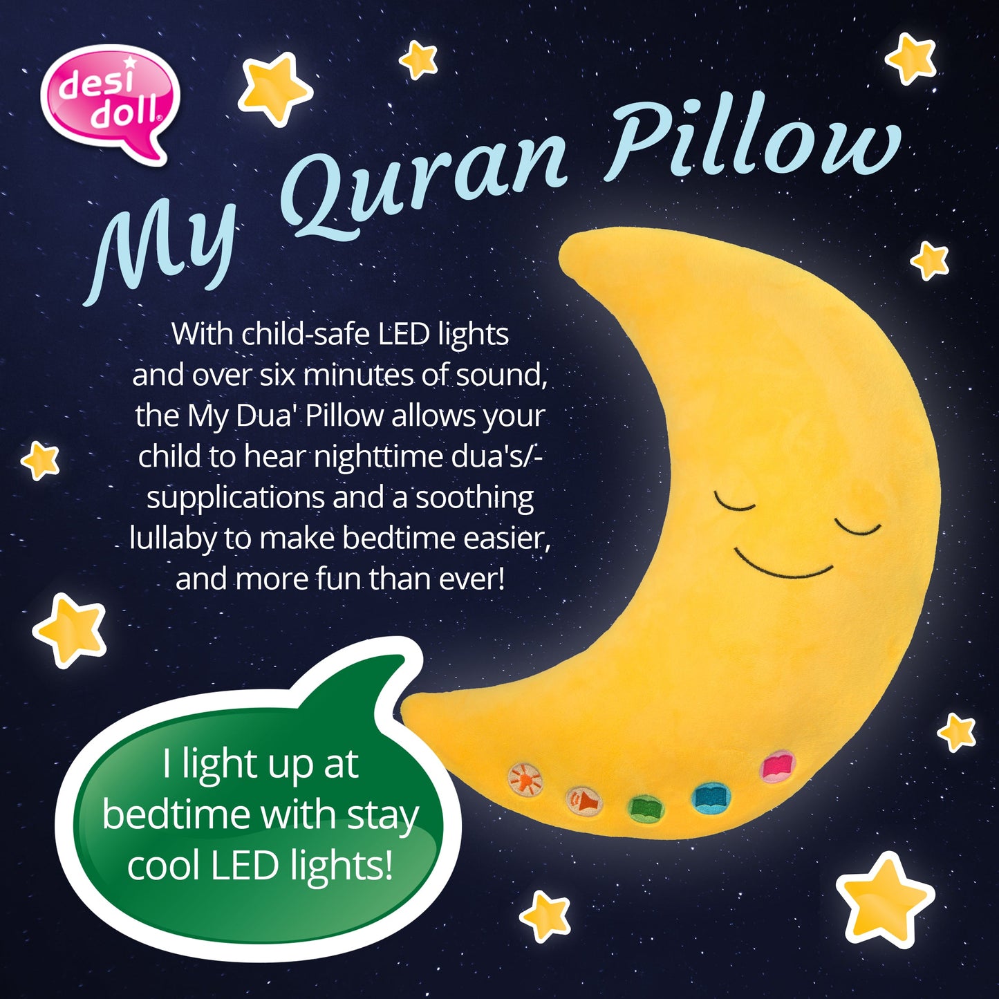 My Quran Moon Pillow - Yellow