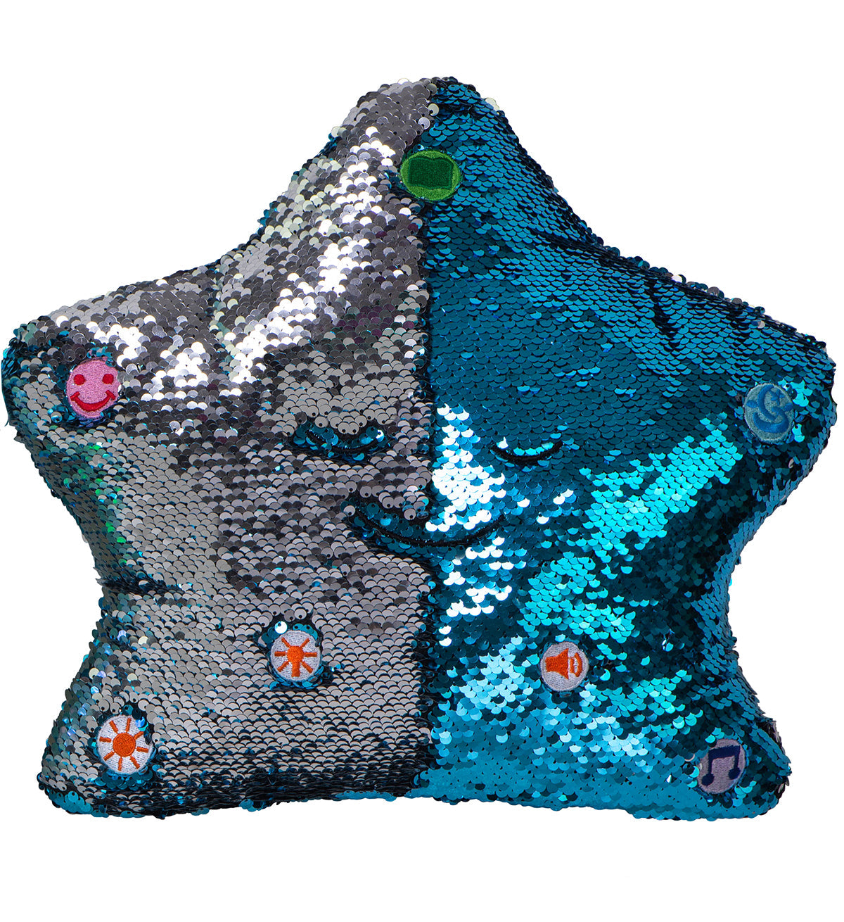 My Dua Pillow - Flippable Sequin Pillows with Light and Sound (Blue / Silver)