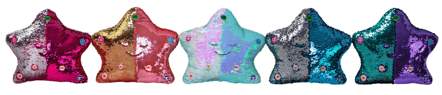 My Dua Pillow - Flippable Sequin Pillows with Light and Sound (Blue / Silver)